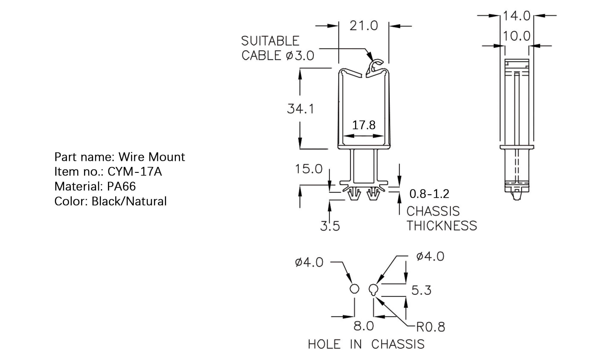 Plastic Wire Mount CYM-17A